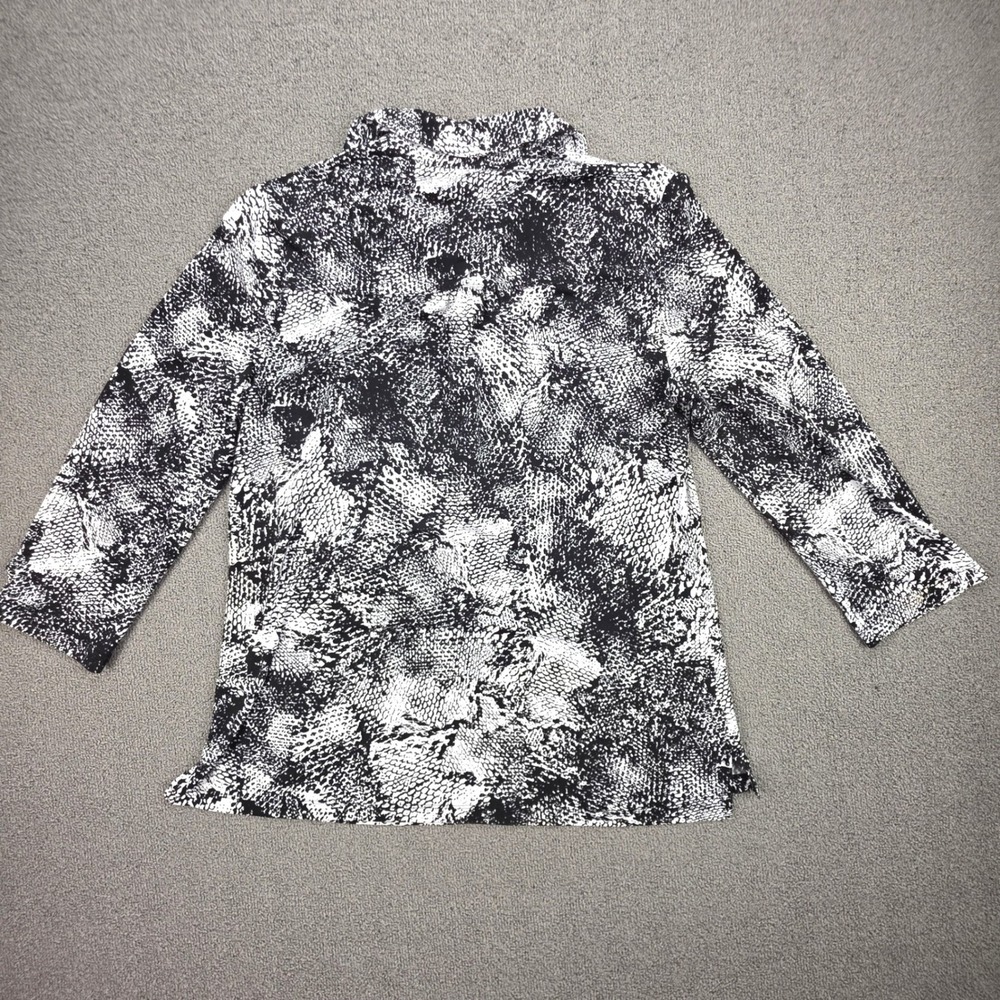 Dana Buchman Snakeskin Button Down Women Black White Animal Print Stretch Medium - Picture 3 of 6